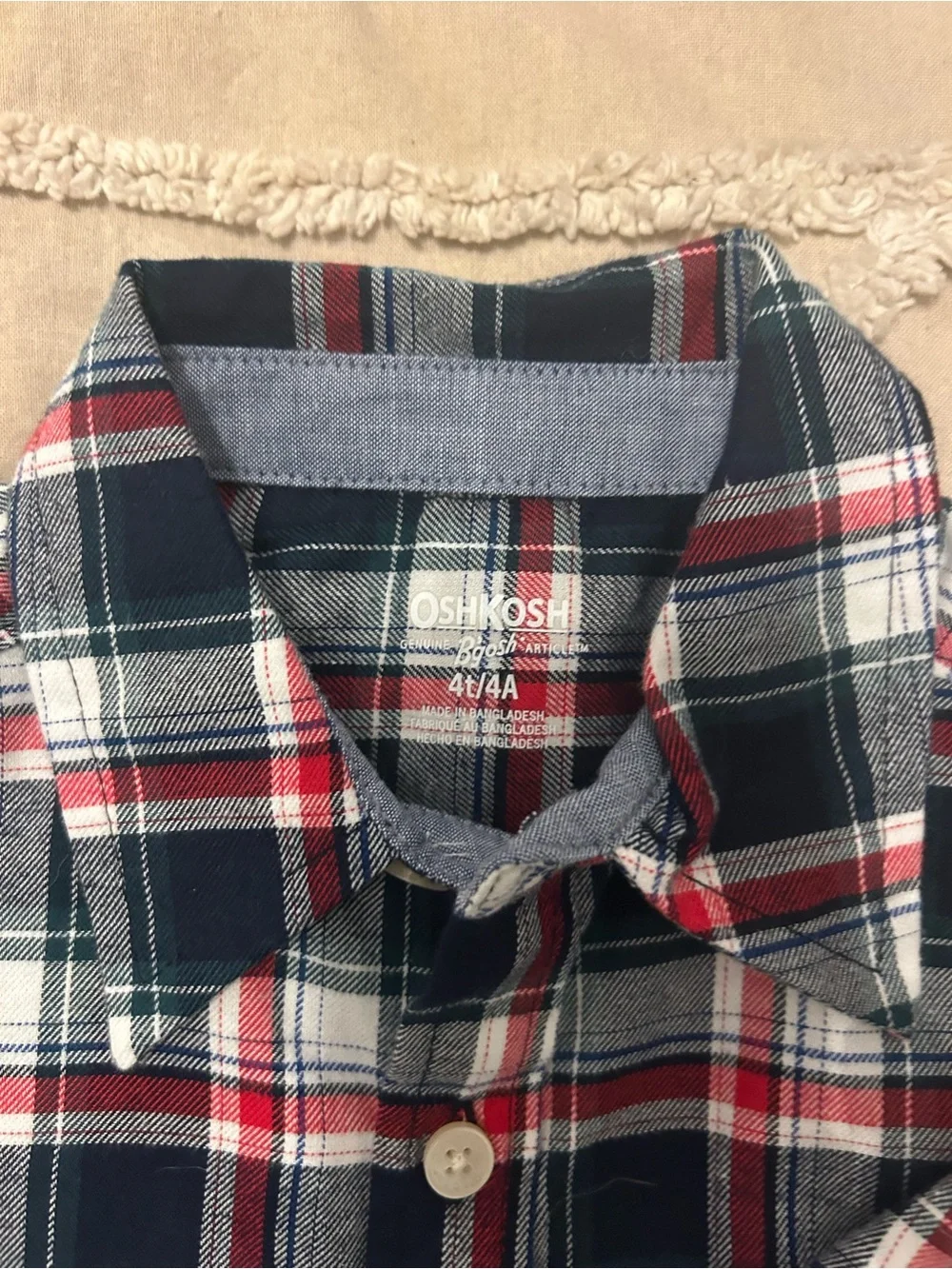 OshKosh B'gosh Red, Navy & White Plaid Button-Down Shirt